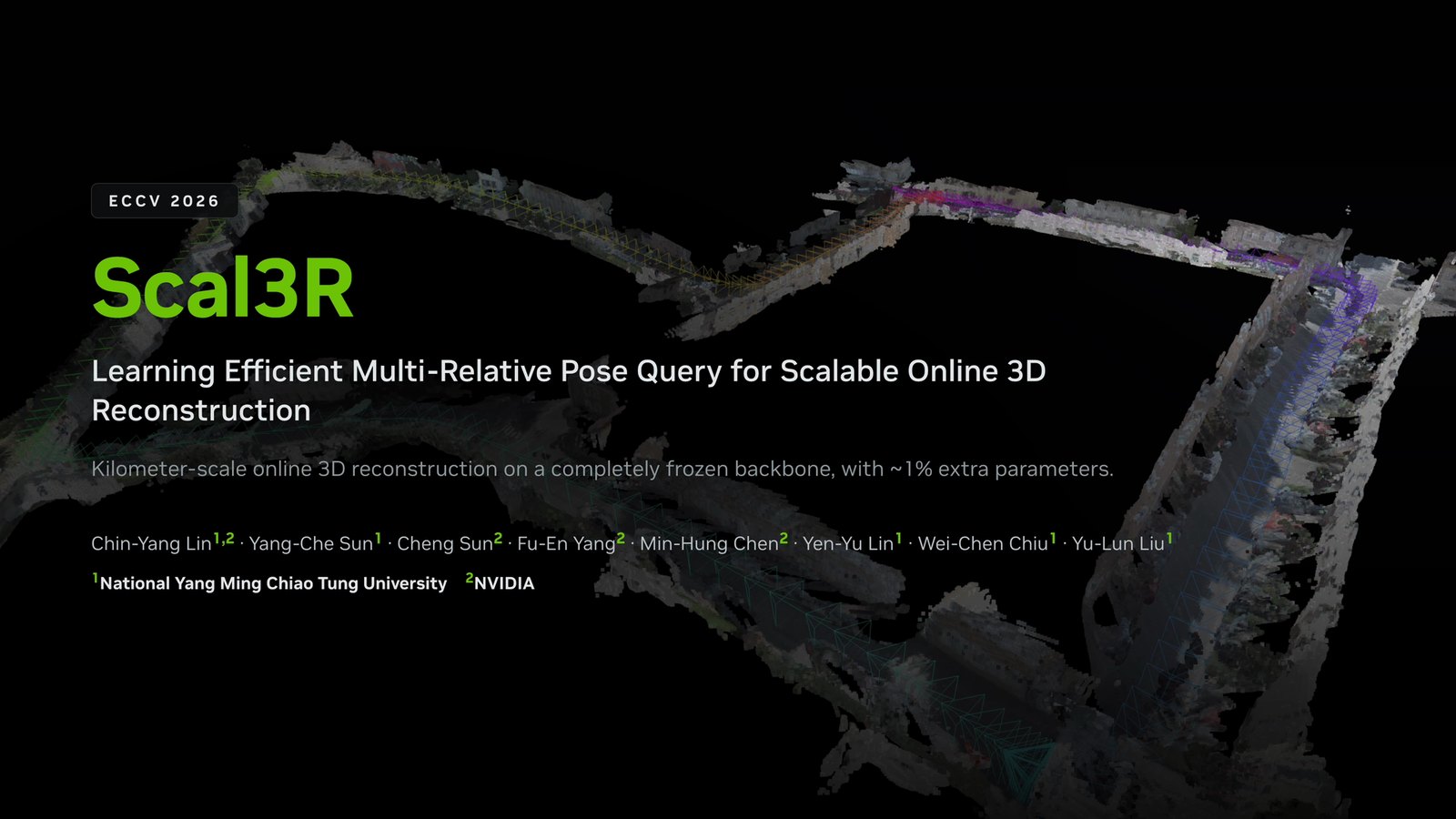Scal3R overview of scalable online 3D reconstruction over long driving sequences.